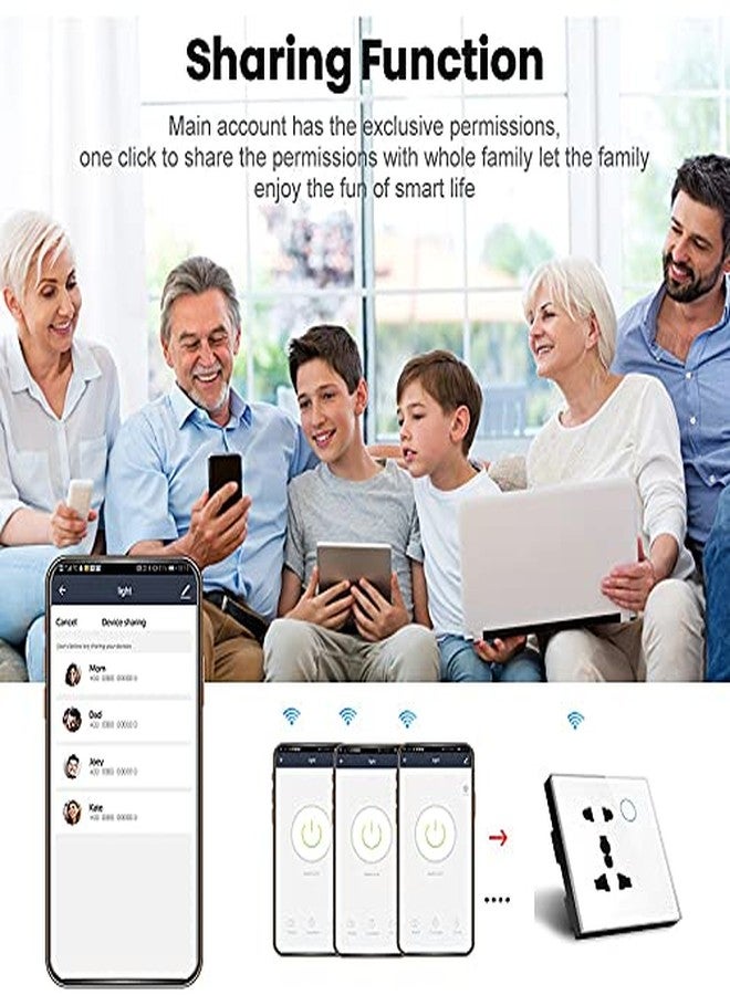 Protium WiFi Smart Wall Socket Compatible with Alexa, Google Home, and Smart Life App (5 Hole, Type D, White) - Image 5